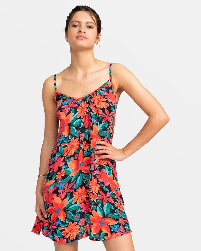 ladies cover-up plus size -Spring Adventure Cover-Up Beach Dress - Anthracite Floral Fiesta