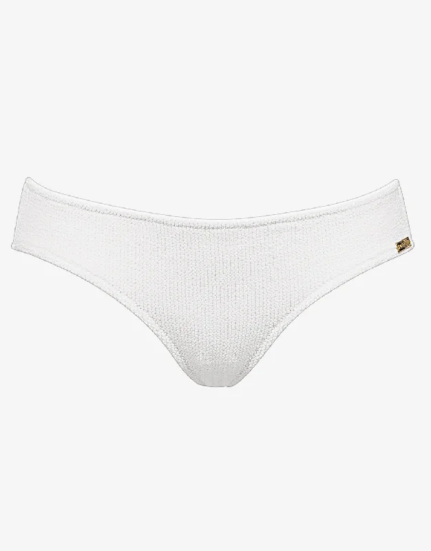 ladies bikini bottoms vibrant hues -Retro Purity Zip Back Bikini Bottom - White