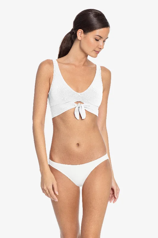 Women’s bikini top shiny sleek -ROBIN PICCONE WHITE AVA KNOT BIKINI TOP