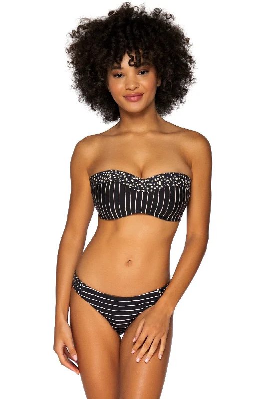 Women’s bikini top ribbed glow -SWIM SYSTEMS BLACK SAND BRIDGET BANDEAU TOP