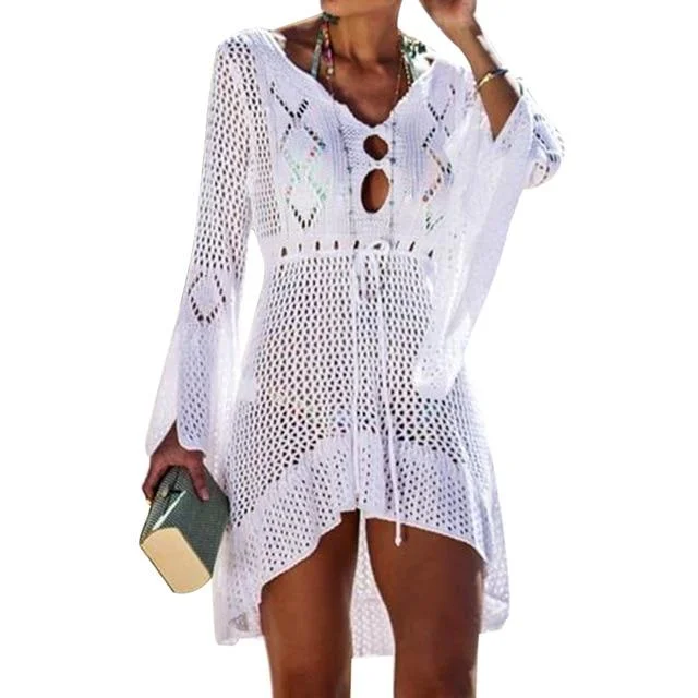 ladies cover-up sun shield -Crochet Beach Cover-Up