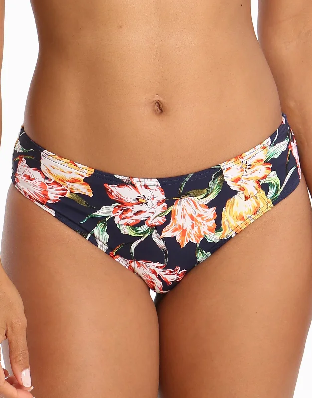 ladies bikini bottoms simple chic -Galleria Mid Bikini Bottom - Ink