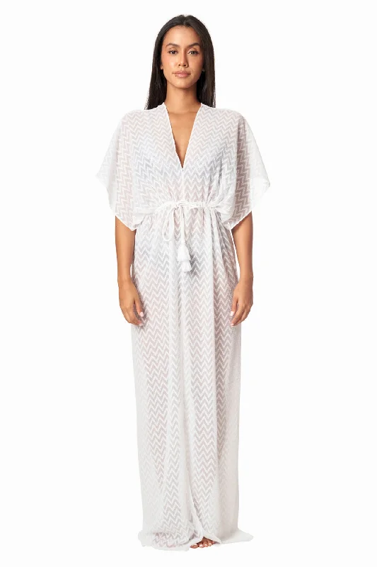 ladies cover-up modern flair -Long Kaftan-Style Robe And Beachwear Cover Up