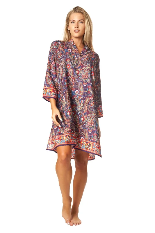 ladies cover-up plaid pattern -La Moda Positano Tunic Dresses