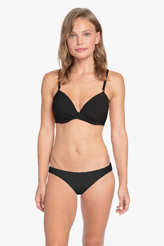 Women’s bikini top sunset fade -ROBIN PICCONE BLACK AVA D-CUP TWIST BIKINI TOP