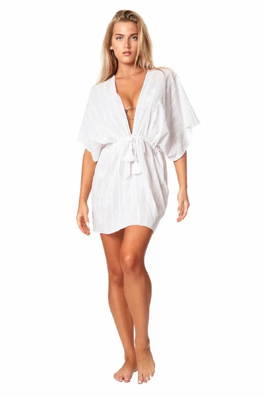 ladies cover-up soft tones -La Moda Short Robe Dress Cover up