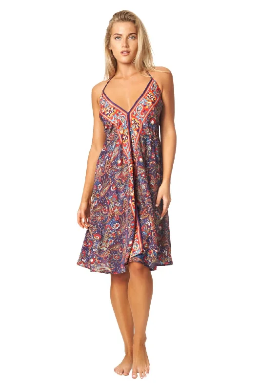 ladies cover-up short hem -Cute Positano Mini Boho Dresses