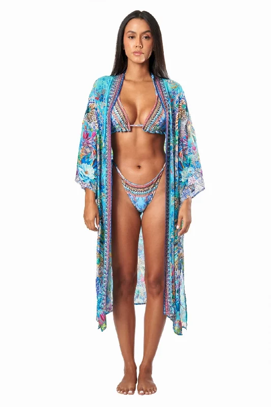 ladies cover-up limited style -Poppy Garden Floral Kimono Cover Up