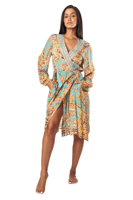 ladies cover-up double layered -Future Eden Women's Midi Wrap Dresses