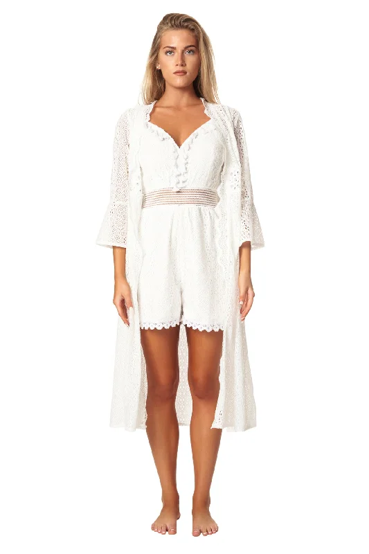 ladies cover-up bold drape -Glam Beachy Kimono-Romper Set