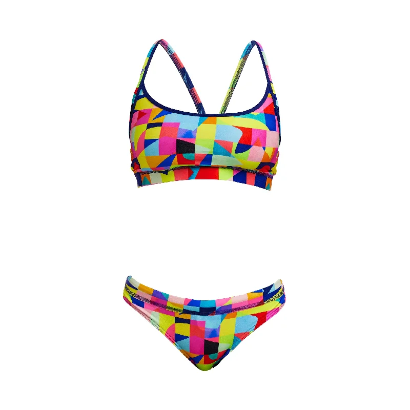 Women’s bikini top imported style -Funkita On The Grid Ladies Sports Top and Brief