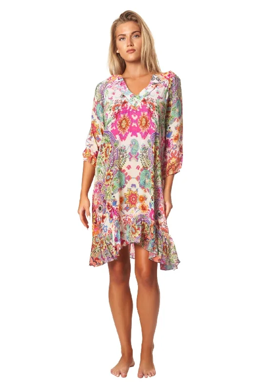 ladies cover-up lightweight cover -Bohemian Vintage Printed Ethnic Style Summer Dress