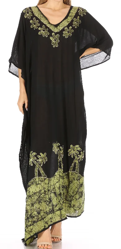 ladies cover-up sold out -Sakkas Leonor Women's Boho Casual Long Maxi Caftan Dress Kaftan Cover-up LougeWear