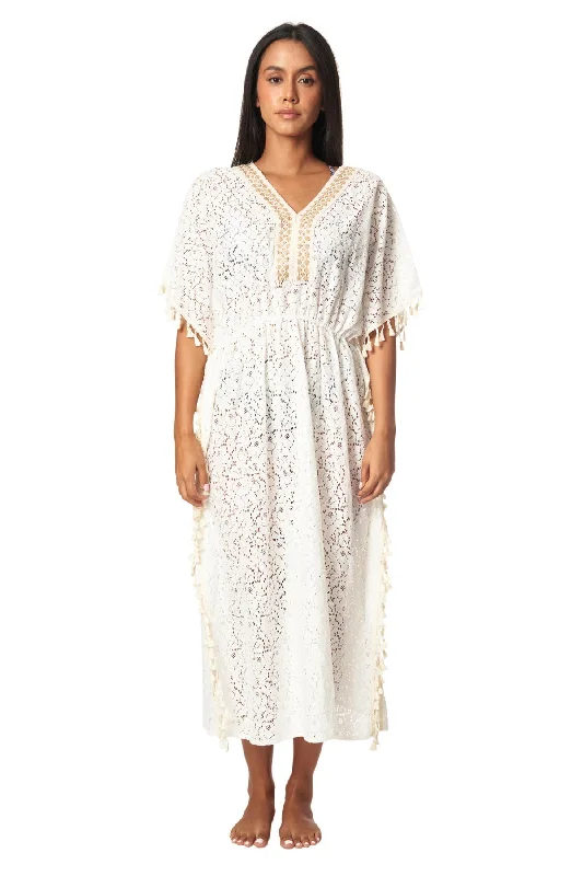 ladies cover-up floral print -Long Kaftan Beach Cover up