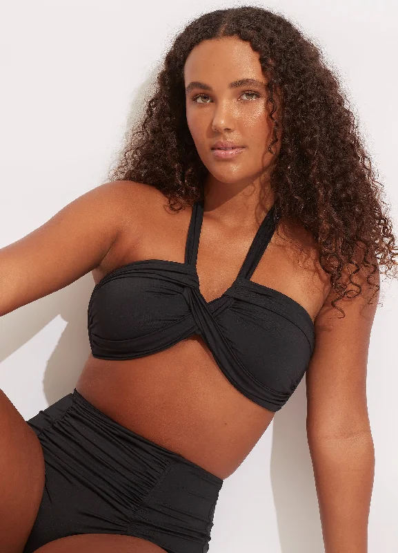 Women’s bikini top camel chic -Seafolly Collective Halter Bandeau Bikini Top - Black