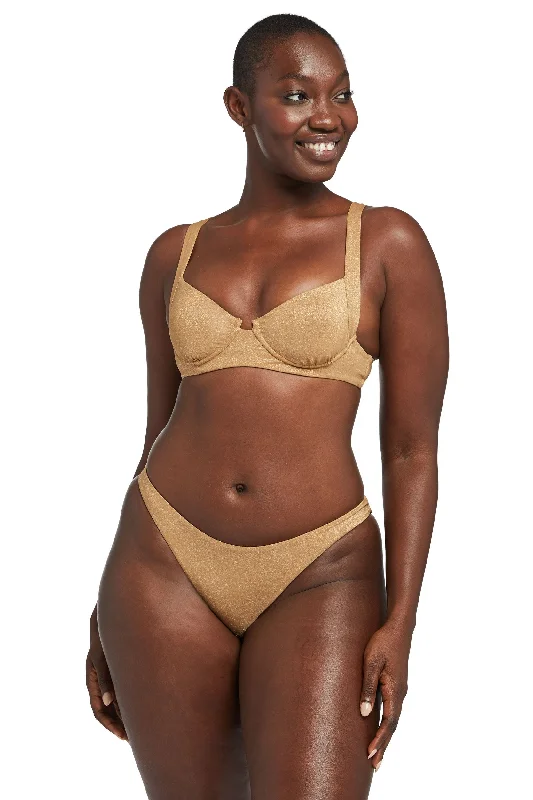 Women’s bikini top swim sleek -Vitamin A Golden Glow Metallic Demi Underwire Top