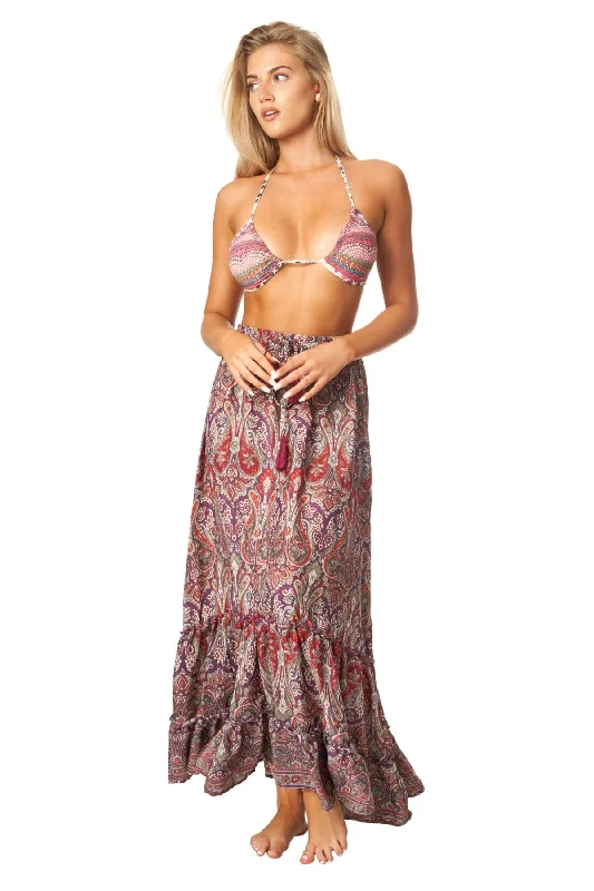 ladies cover-up simple glow -Boho Positano Inspired Floral Maxi Skirt