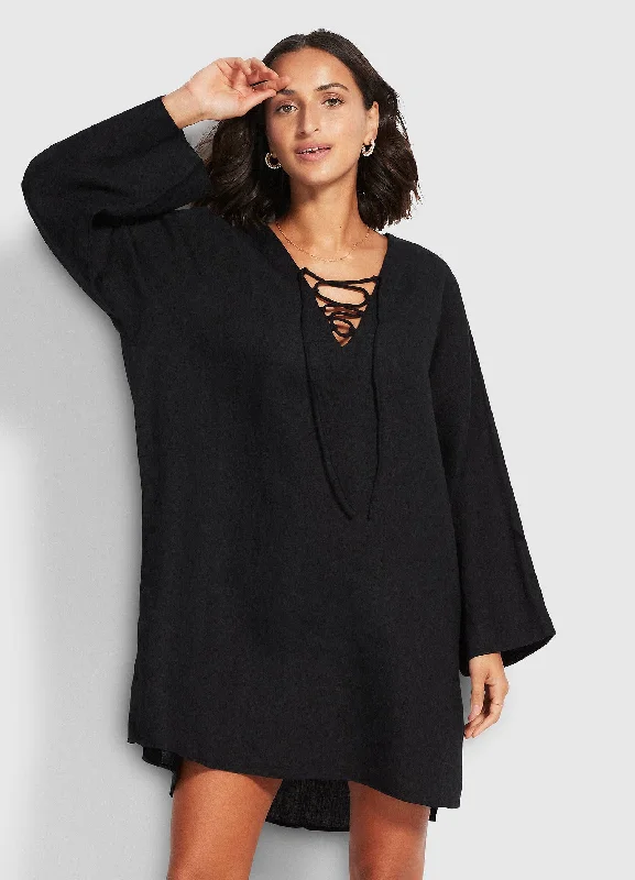 ladies cover-up soft charm -Harbour Linen Cover Up - Black