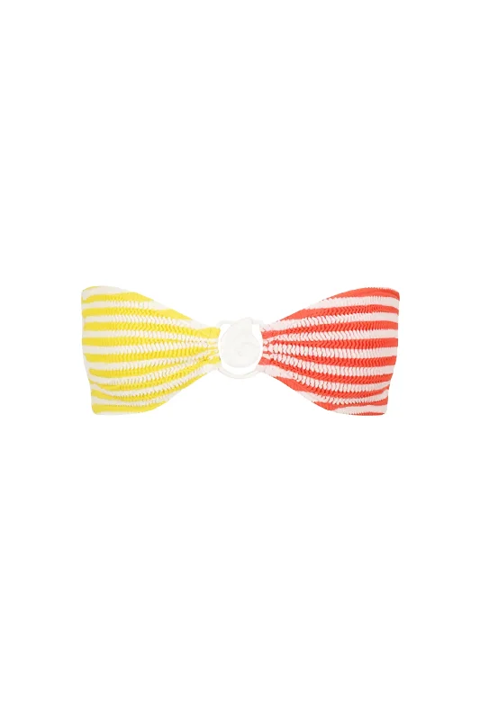 Women’s bikini top high-end glow -Lychee Bikini Top Coral Sunshine Stripe