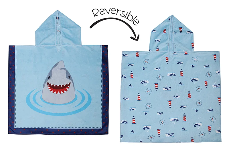 ladies cover-up vintage charm -Reversible Kids Cover Up - Shark | Nautical