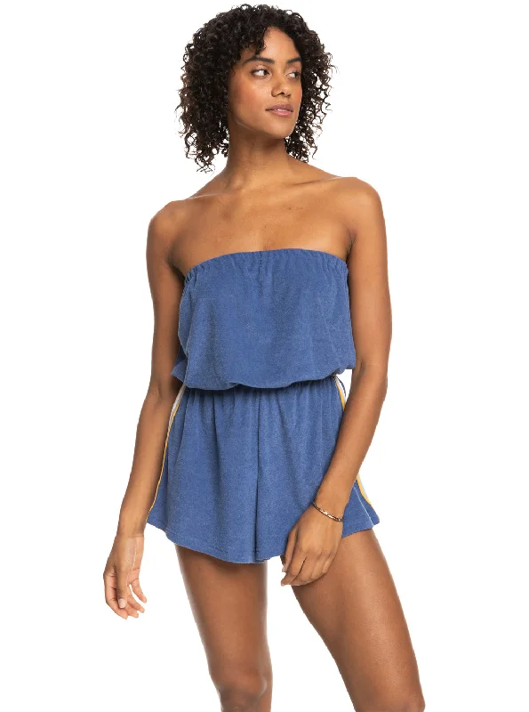 ladies cover-up vacation style -Vintage Special Feeling Beach Cover-Up Romper - Marlin