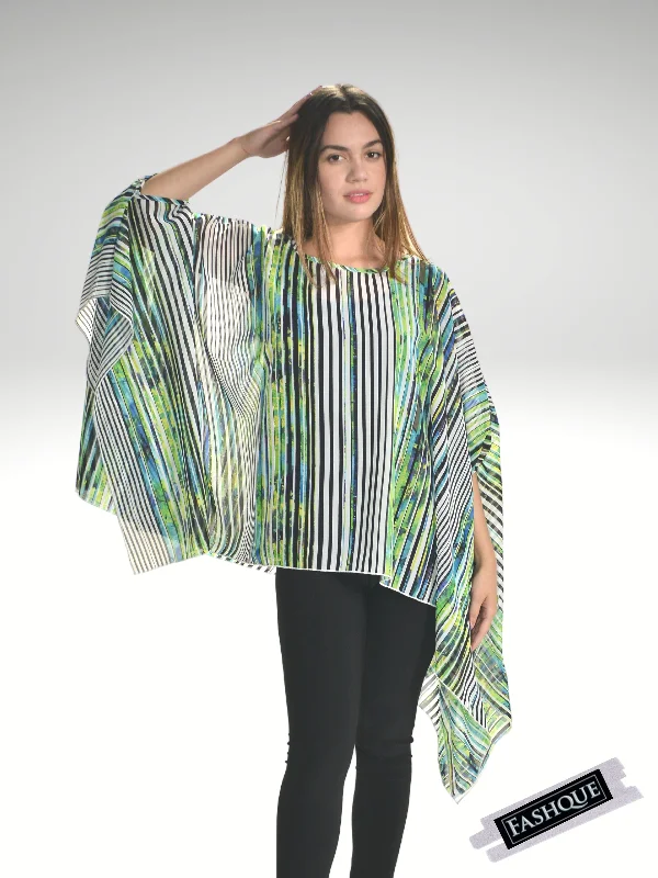 ladies cover-up family beach -FASHQUE - Poncho with Arm Hole - T640