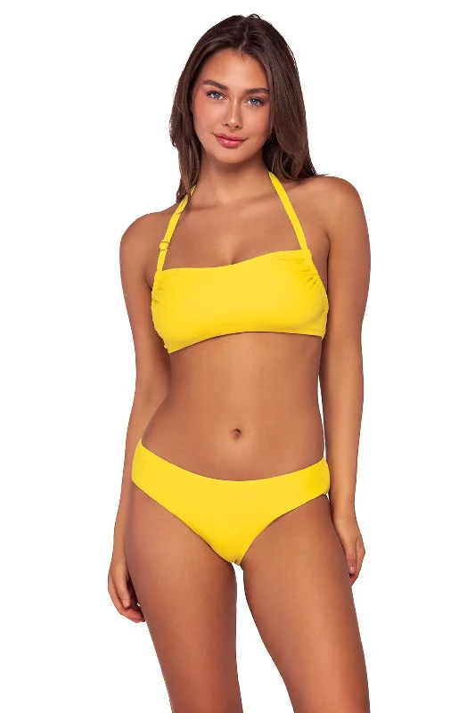 Women’s bikini top sporty edge -Swim Systems Daffodil Hanalei Halter Top