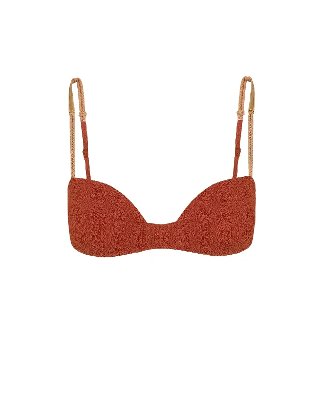 Women’s bikini top festival vibe -Firenze Mandy Amelia Top - Redwood