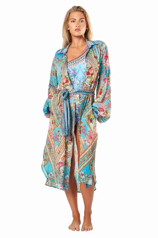 ladies cover-up textured weave -Queens Garden Easy Shirtdress Cover-Up