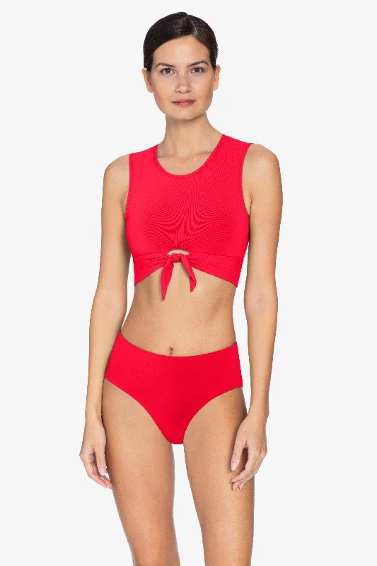 Women’s bikini top party flair -ROBIN PICCONE FIERY RED AVA TANK BIKINI TOP