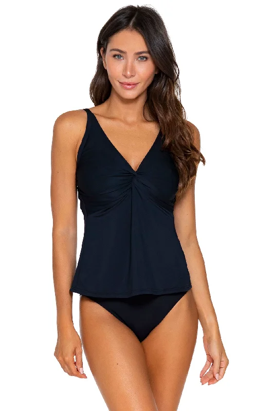 Women’s bikini top sale pick -Sunsets Black Forever Tankini Top