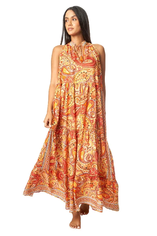 ladies cover-up soft drape -Boho Positano Maxi Dresses