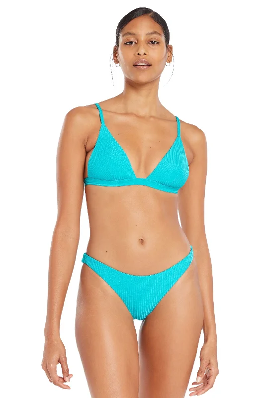 Women’s bikini top sage calm -Vitamin A Turquoise Shimmer EcoRib Moss Top