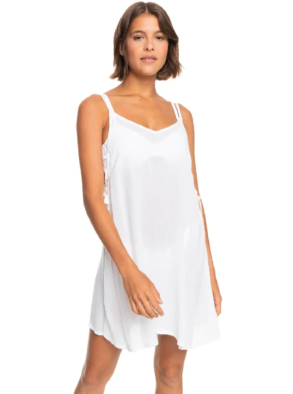 ladies cover-up flowy hem -Beachy Vibes Beach Cover-Up - Bright White