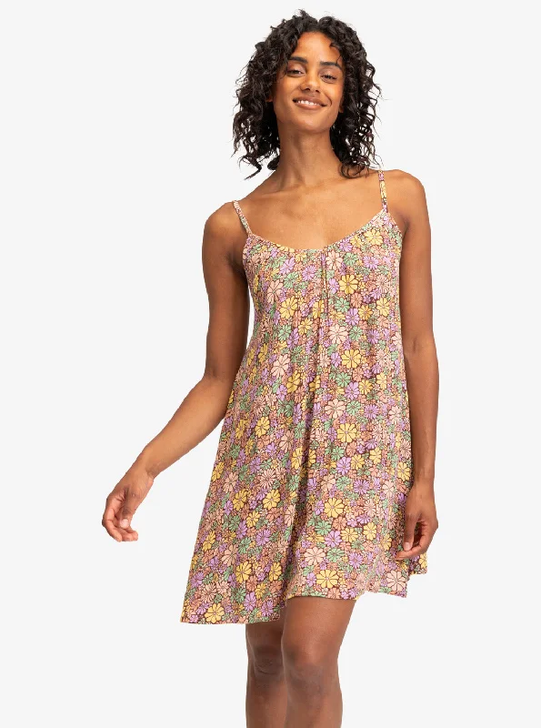 ladies cover-up low neck -Spring Adventure Printed Dress - Root Beer All About Sol Mini