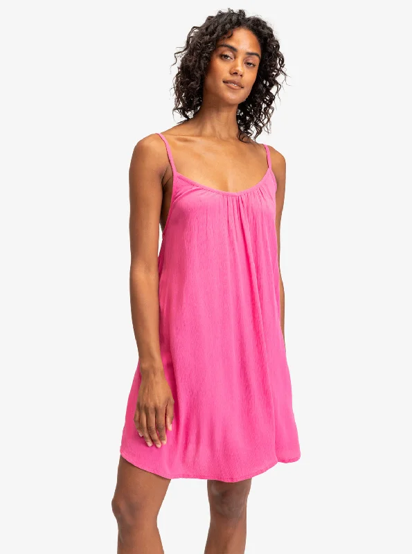 ladies cover-up maxi length -Spring Adventure Solid Dress - Shocking Pink