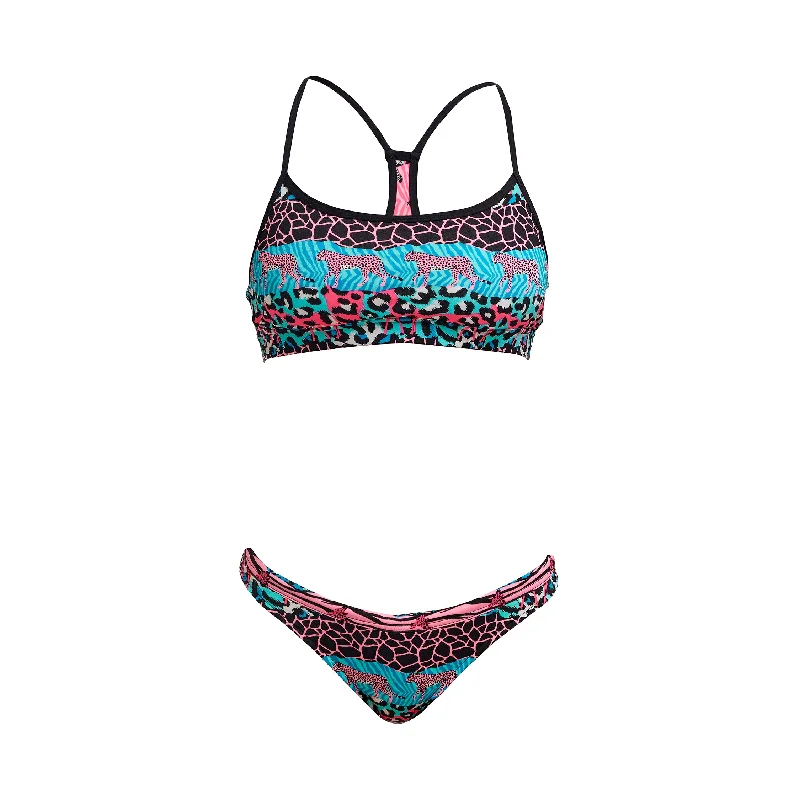 Women’s bikini top themed print -Funkita Wild Things Ladies Swim Crop Top