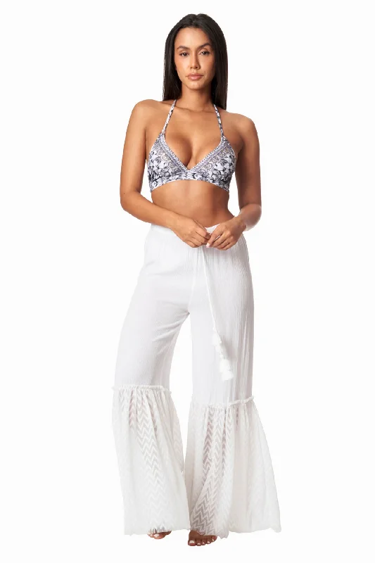 ladies cover-up fall wrap -Boho Resort Wide Leg Pant by La Moda