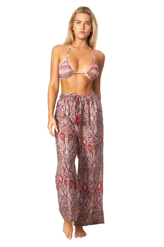 ladies cover-up matte look -Positano Boho Spring Summer Pants