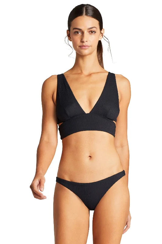 Women’s bikini top single layer -Vitamin A Black EcoRib™ Nicole Top