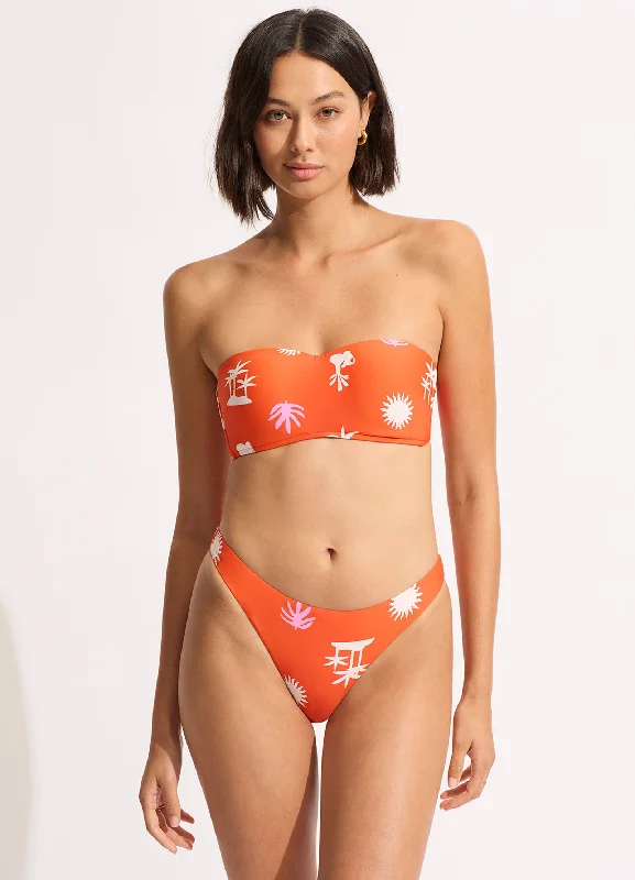 ladies bikini bottoms removable ties -La Palma High Cut Bikini Bottom - Tamarillo