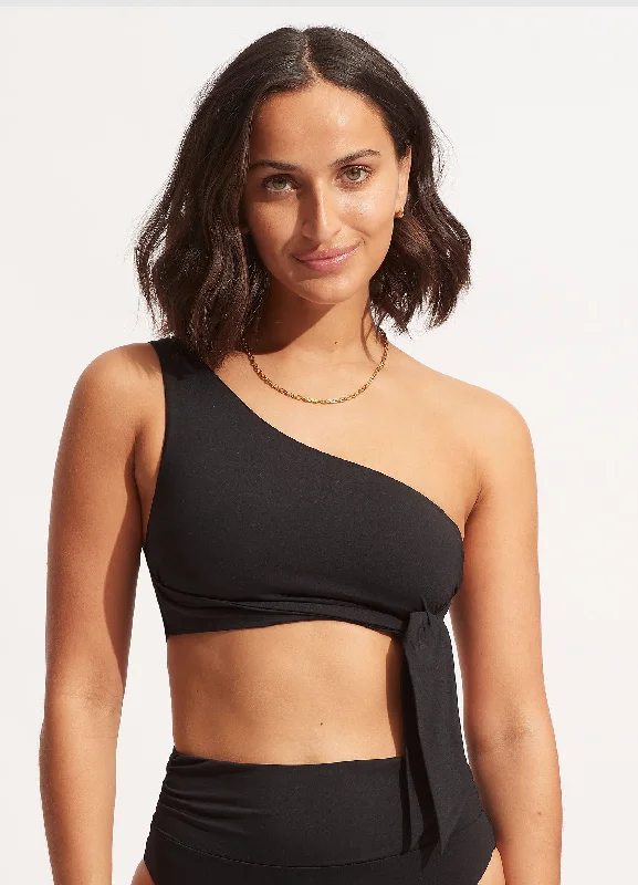 Women’s bikini top elegant chic -Seafolly Collective One Shoulder Top - Black