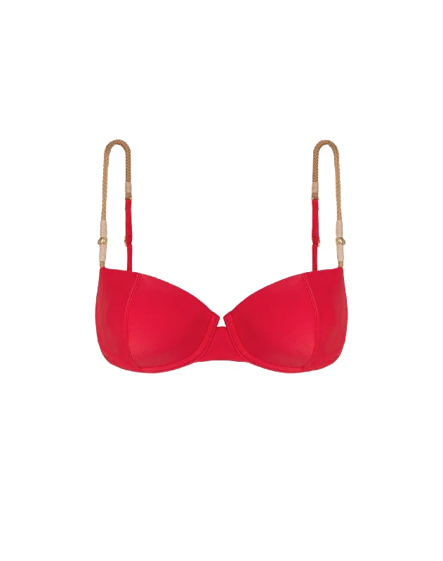 Women’s bikini top adjustable straps -Layla Nissi Top - Red Poppy