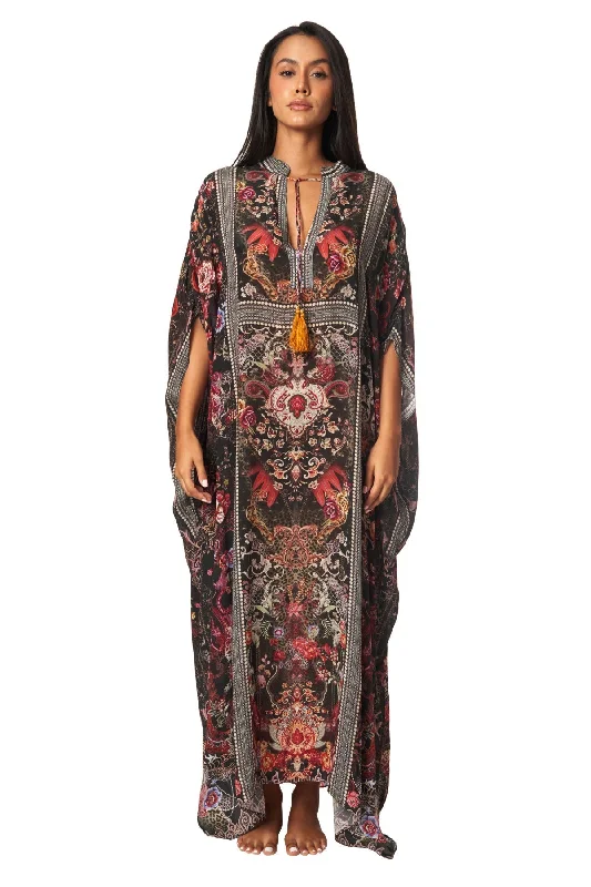 ladies cover-up standout piece -Dreamers Long Dress Boho Caftan Bohemian Resort Wear