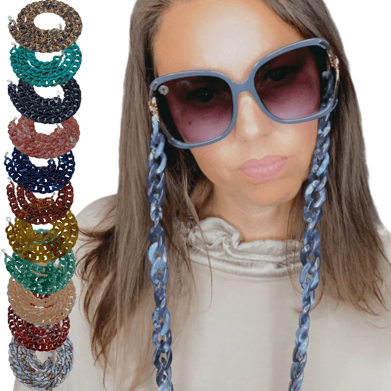 ladies sunglasses fine craft -Oversized Womens Chunky Chain temple sunglasses UV400