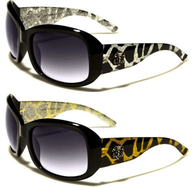 ladies sunglasses mist white -Designer Large Wrap Around Animal print Sunglasses for women