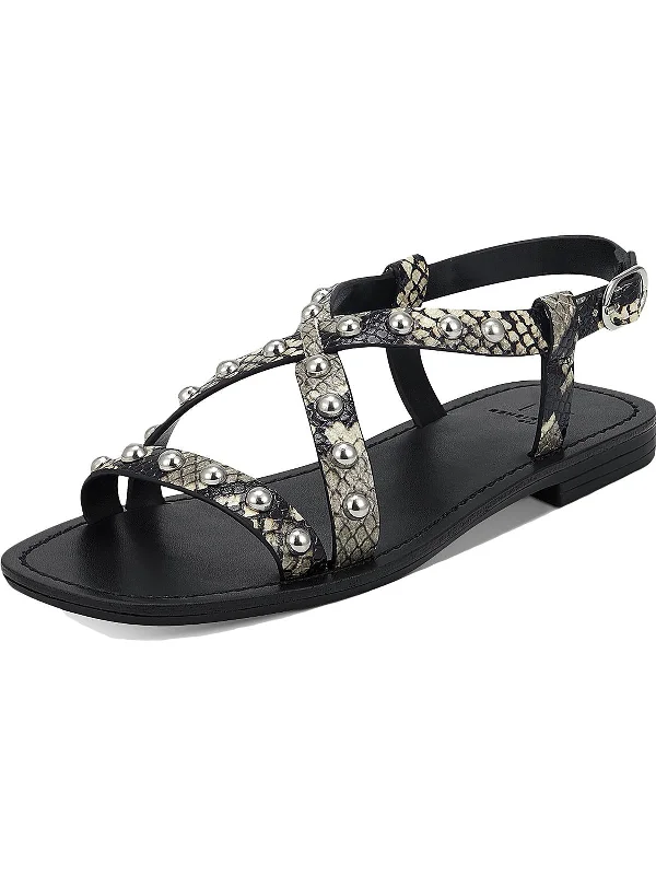 Women’s sandals romantic soft glow -Fianna Womens Leather Snake Print Flat Sandals