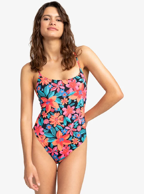 Women’s one-piece swimsuit mint breeze -Roxy PT Beach Classics One Piece-Anthracite Floral Fiesta Big