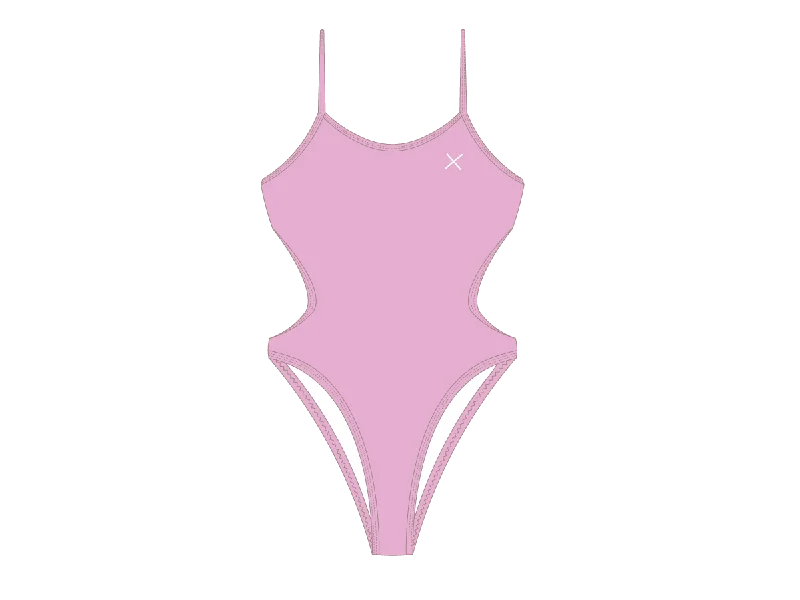 Women’s one-piece swimsuit swim cap pair -Dusty Pink Dive One Piece