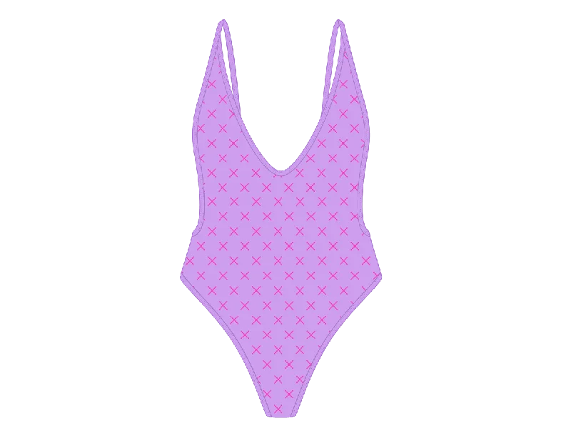 Lilac Logo Print Retro One-Piece